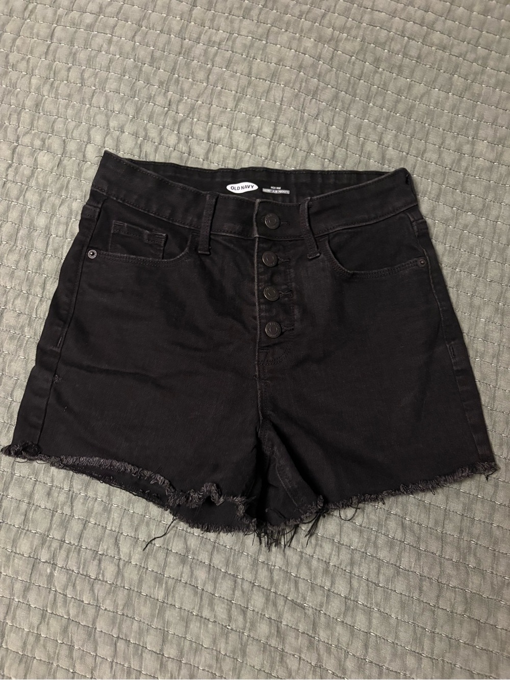 Old Navy Black High-Rise Button-Front Denim Shorts